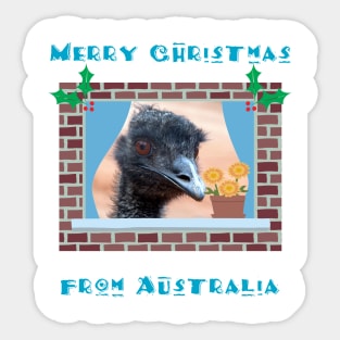 Merry Christmas from Australia with Emu in Window Sticker